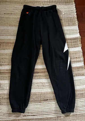 Aviator Nation Black Sweatpants with White Chevron Detail thumbnail 1
