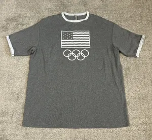 Skims Tee Shirt Womens Medium Olympic Oversized Team USA Gray Ribbed Lounge thumbnail 1
