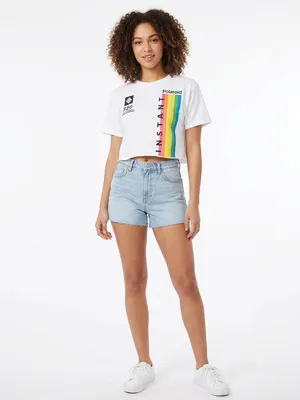 Polaroid 100% cotton cut off crop top with with graphic. Size Medium thumbnail 2
