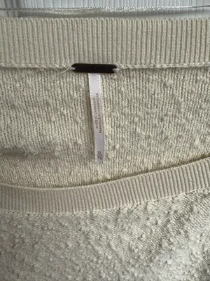 Free People Found My Friend Textured Cream Oversized Cotton Blend Pullover XL thumbnail 3