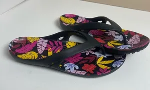Crocs Summer Tropical Floral Flip Flops - Women’s Size 9 waterproof thumbnail 1