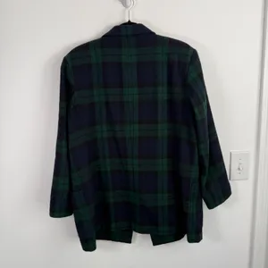 Gant Green Blue Plaid Wool Blend Blazer Vintage Preppy Acadamia Womens Large thumbnail 8