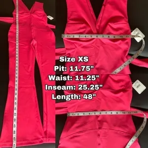 Free People Jumpsuit After Hours Flared‎ Workout Athletic Belted Pink XS NWT thumbnail 10
