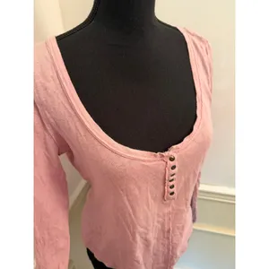 Anthropologie Pilcro Sustainable Scoop Neck Henley Top Slub Knit Linen Blend thumbnail 3