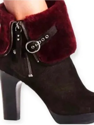Ugg Scarlett black suede shearling cuff women’s ankle boots size 7.5 thumbnail 3