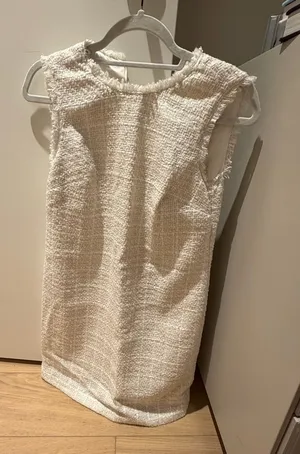 Ann Taylor Sleeveless Cream Tweed Shift Dress thumbnail 1