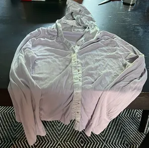 PJ Harlow purple long sleeve hoodie in cotton/satin lined medium. GUC. thumbnail 1