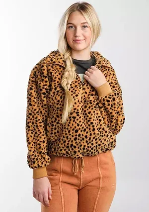 Billabong NWT  Cheetah Time Off Wubby Pullover. Size Medium thumbnail 4