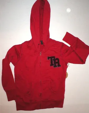 New Womens Designer True Religion Patch Hoodie Jacket Baseball Stitch Red XS NWT thumbnail 2