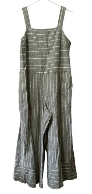 Beach‎ Lunch Lounge Jumper Size Medium Gray & White Striped Linen Blend NWT thumbnail 1