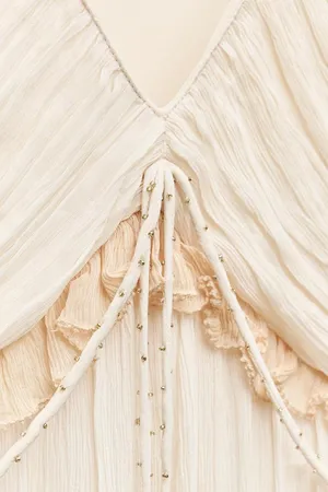 Zara Cream Maxi Dress long flowy bohemian summer casual vacation sundress wedding thumbnail 10