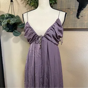 Lulus Confidence Check Dusty Purple Satin Tie-Back Maxi Dress thumbnail 4