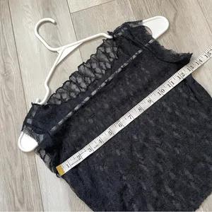 Lace Crop Top high neck sleeveless womens Black (one size) goth dark whimsigoth thumbnail 4