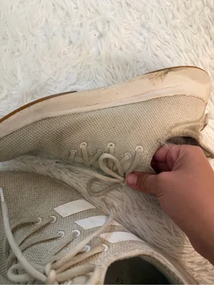 Adidas Cloudfoam Knit Sneakers Beige Gum Sole Women's US 9.5 thumbnail 5