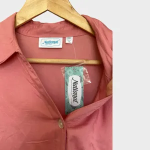 National Button Front Shirt House Dress Women's 2X Pink Short Sleeve Loungewear thumbnail 3