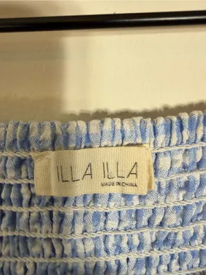 Illa Illa Blue White Gingham Ruffle Off The Shoulder Two Piece Short Set Medium thumbnail 11
