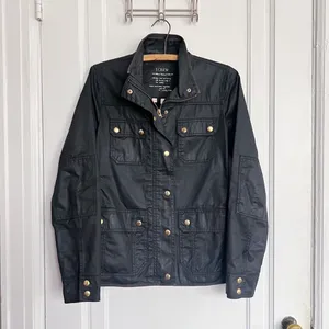 J Crew • Downtown Field Jacket waxed cotton canvas black military utility cargo thumbnail 2