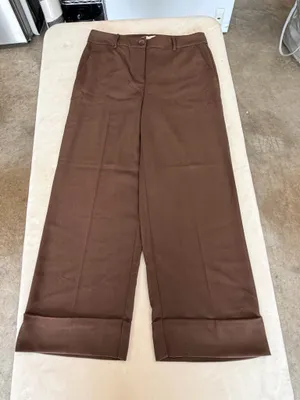Women's LOFT Brown Cuffed Dress Pants thumbnail 2