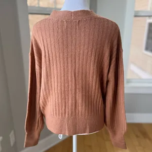 Old Navy Cognac Tan Wide Rib V Neck Cardigan Sweater Size Small thumbnail 11