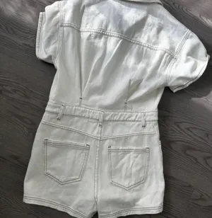These Three Boutique White Denim Gameday Romper thumbnail 2