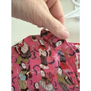 Josie Natori Sleepshirt Gown Sz S Oriental Geisha Pink‎ Figural FLAW READ thumbnail 6