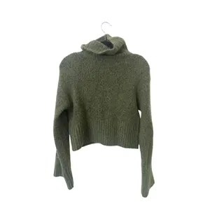 ZARA Stand‎ Collar Alpaca Blend Cropped Sweater Green Small thumbnail 4