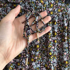 LOFT Paperbag Waist Cropped Flowy Floral Print Pants, Black/Multi, Size Large thumbnail 8