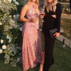 For Love & Lemons‎ Raya Pink Velvet Rosette Rose Floral Maxi Dress Size M thumbnail 7