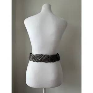 ‘11 Old Navy Dark Gray Bonded Leather Wide Woven Belt Size M/L thumbnail 7