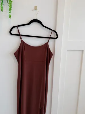 wild fable Chocolate Brown Maxi Dress with Side Slit NWT Size Medium thumbnail 4