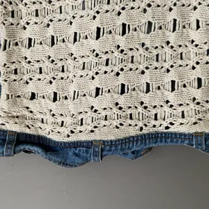 Free People XS Blue Denim Vest Crochet Boho Cowgirl‎ Country Jacket thumbnail 8