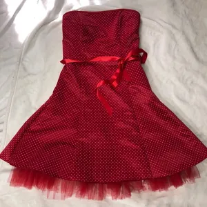 Jessica McClintock Gunne Sax Strapless Polka Dot Dress 9/10 Disneybound Minnie thumbnail 1