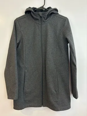 Lands End Soft Shell Hooded Grey Zip Up Fleece Lined Jacket Size XS thumbnail 1