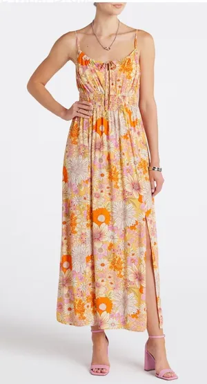 Floral Maxi Dress with Orange and Pink Accents MASON‎ & BELLE Josie Maxi Dress thumbnail 1