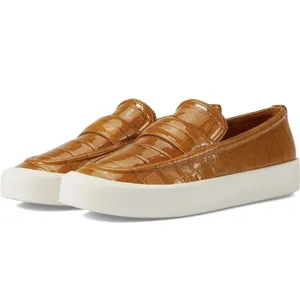 Vince Women's Ghita Golden Leather Loafer Size 6.5 Yellow‎ Brown Croc Embossed thumbnail 2