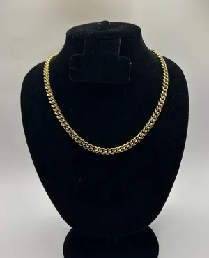 Real Gold Cuban Chain Stainless Steel 6mm 22 Inch Plated Waterproof Solid Mens thumbnail 1