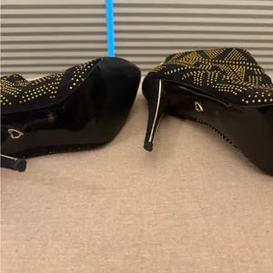 Thalia Sodi Black and Sparkling Gold beaded throughout Heeled Booties! thumbnail 4