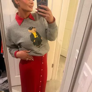 Polo Ralph Lauren Red Midi Shirt Dress MEDIUM Duster Preppy Jersey Designer $300 thumbnail 6