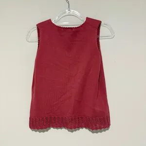 Laura Ashley silk lace crochet v neck tank top pink red‎ small thumbnail 2
