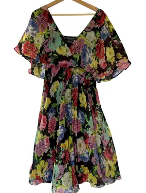 ASOS floral flowy english garden party fairycore dress open back women's‎ size 6 thumbnail 1