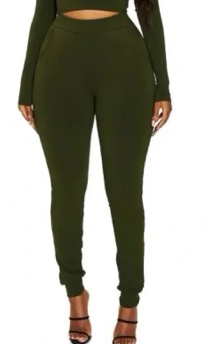 naked wardrobe Olive Green High-Rise Jogger Pants thumbnail 1