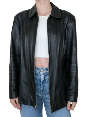 Vintage 90s Fourteen Zero Black Leather Jacket thumbnail 1