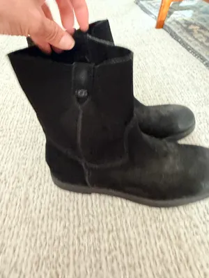 Ugg Josefene black oiled suede flat ankle combat Moto boots 8 thumbnail 16