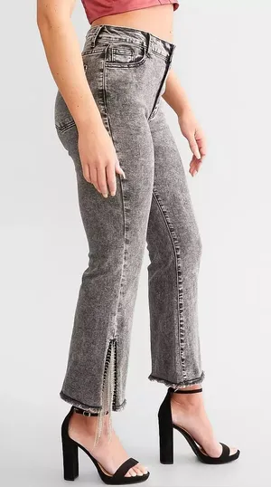 Blue B Rhinestone High Rise Cropped Flare Jeans in washed black XS/25 thumbnail 1