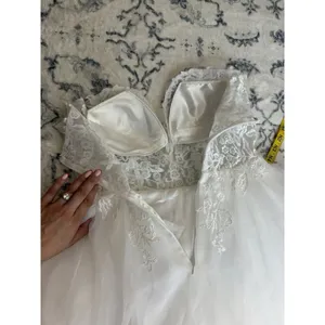 Lulus Mine, All Mine White Embroidered Organza Strapless A-Line Gown Size Medium thumbnail 7