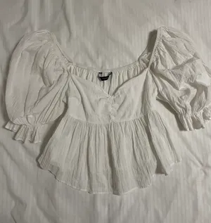 ZARA Crop White Linen Top thumbnail 2