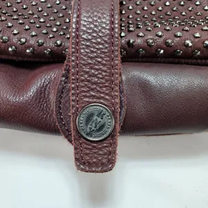 REVEL New York Studded Pebbled Leather Shoulder Bag Purse Brown Dark Red Y2K‎ thumbnail 2