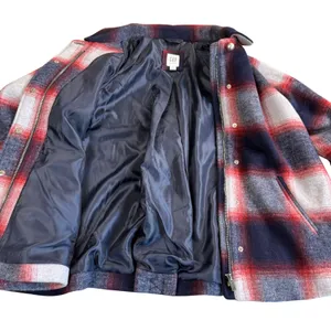 Gap Plaid Wool Blend Swing Coat Girls XXL Navy Red Grey Zip Snap Jacket New thumbnail 8