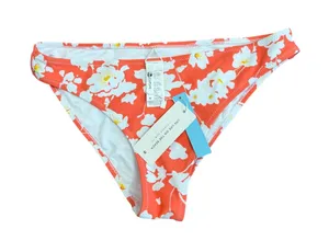 Cupshe Womens‎ Orange White Floral Print Bikini Bottom Swimsuit Size M NWT thumbnail 1