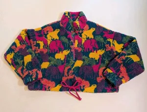 Pretty Garbage Oversized Crop Sherpa Fleece Half Zip Pullover Sz M Chunky Funky thumbnail 1